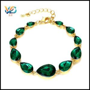 Adjustable Crystal Teardrop Stretch Bracelet for Wedding Prom Party